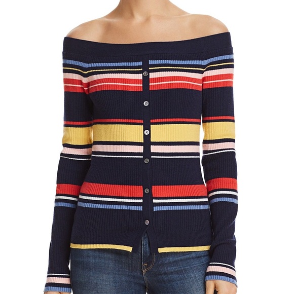 FRAME Off-shoulder striped sweater - Picture 2 of 5